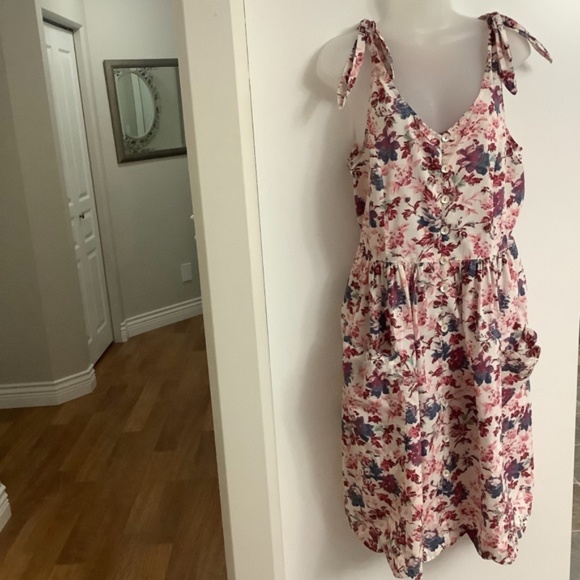 April Cornell Floral Midi Dress - Cream, Pink, and Blue - Picture 3 of 5